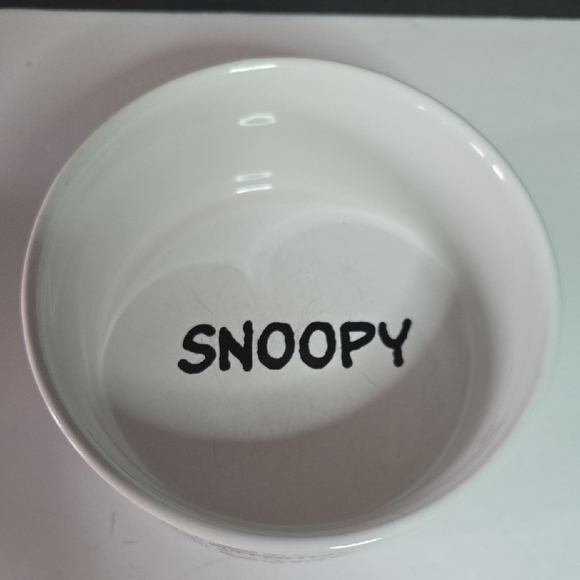 Gibson Peanuts Snoopy White Suppertime Ceramic Pet Food Dish - Picture 2 of 8